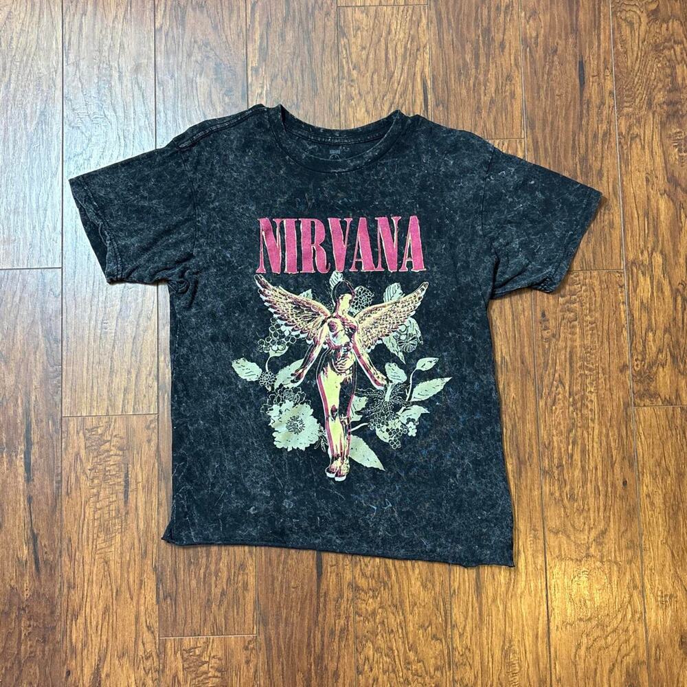 Y2K Slighty Cropped Nirvana "In Utero" Graphic Mineral Wash Graphic T-Shirt